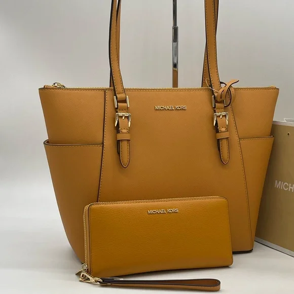 Michael Kors Large Charlotte Tote Bag & Continental Wallet Wristlet